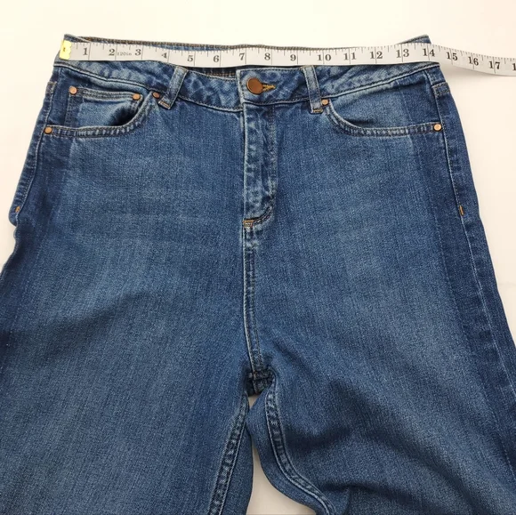 Boden The York  Cropped Blue Jeans Wide Leg High Waist Side Stripe Size 8? - Picture 6 of 11